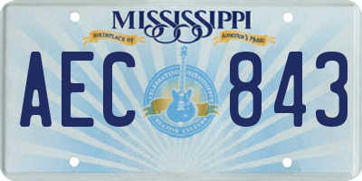MS license plate AEC843