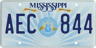 MS license plate AEC844