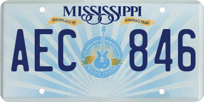 MS license plate AEC846