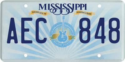 MS license plate AEC848