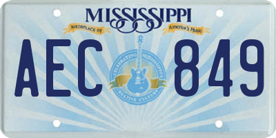 MS license plate AEC849