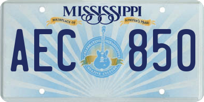 MS license plate AEC850