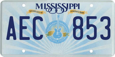 MS license plate AEC853
