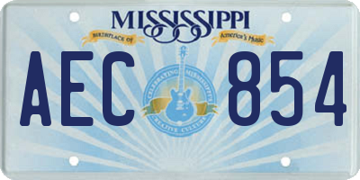MS license plate AEC854