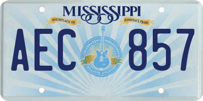 MS license plate AEC857