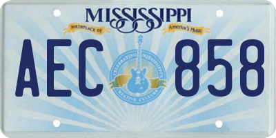 MS license plate AEC858