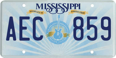 MS license plate AEC859
