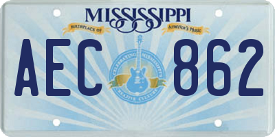 MS license plate AEC862