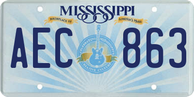 MS license plate AEC863