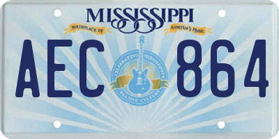 MS license plate AEC864