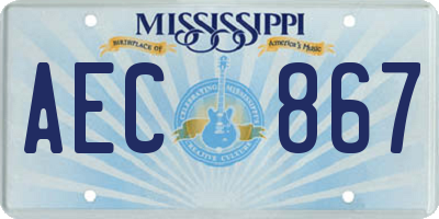 MS license plate AEC867