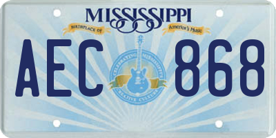 MS license plate AEC868