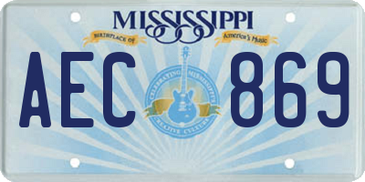 MS license plate AEC869