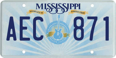 MS license plate AEC871