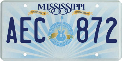 MS license plate AEC872