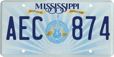 MS license plate AEC874