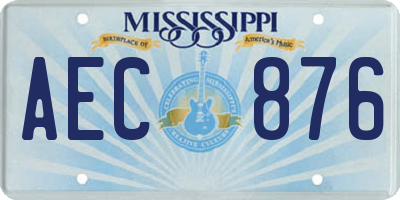 MS license plate AEC876