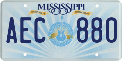 MS license plate AEC880