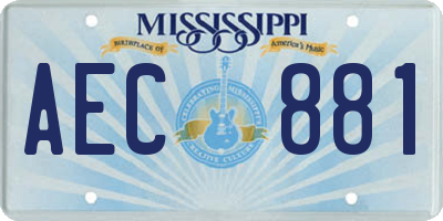 MS license plate AEC881