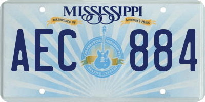 MS license plate AEC884