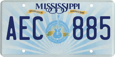 MS license plate AEC885