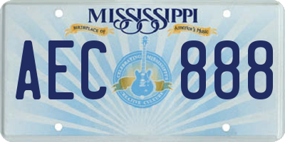MS license plate AEC888