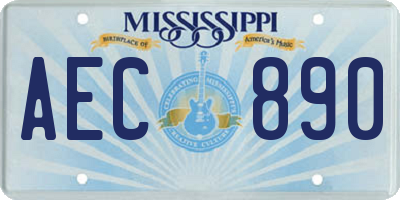 MS license plate AEC890