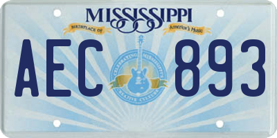 MS license plate AEC893
