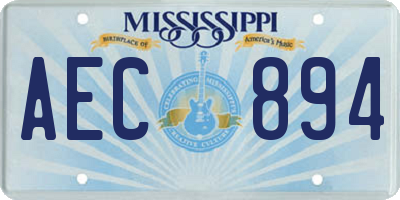 MS license plate AEC894