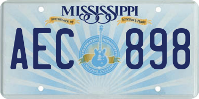 MS license plate AEC898