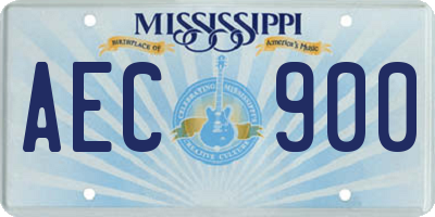 MS license plate AEC900