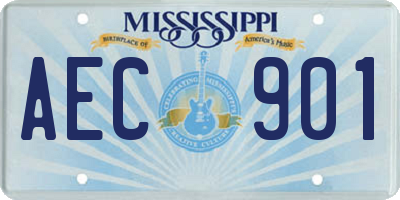 MS license plate AEC901