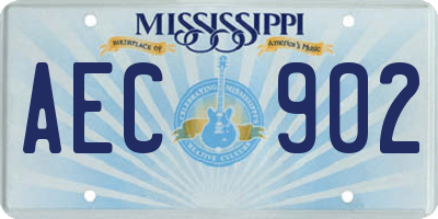 MS license plate AEC902