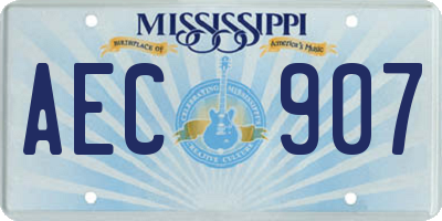 MS license plate AEC907