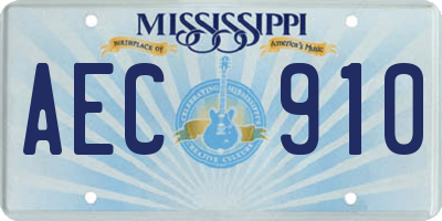 MS license plate AEC910