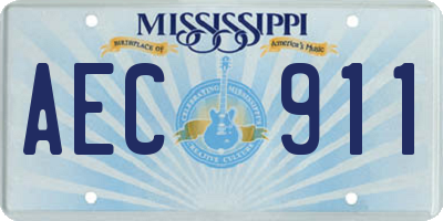 MS license plate AEC911
