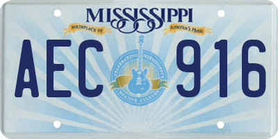 MS license plate AEC916