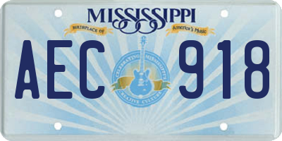 MS license plate AEC918