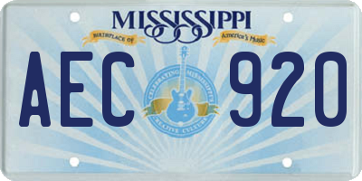 MS license plate AEC920