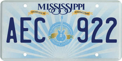 MS license plate AEC922