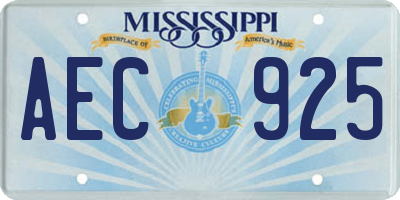 MS license plate AEC925