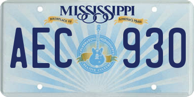 MS license plate AEC930