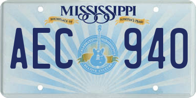 MS license plate AEC940