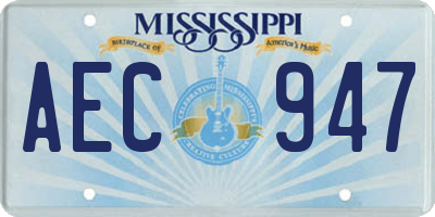 MS license plate AEC947