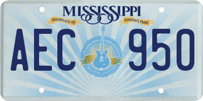 MS license plate AEC950