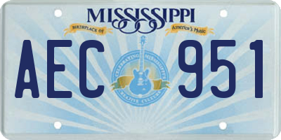 MS license plate AEC951