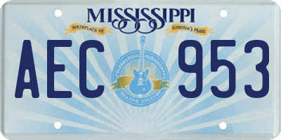 MS license plate AEC953