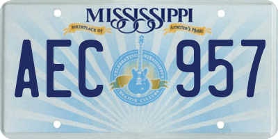 MS license plate AEC957