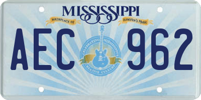 MS license plate AEC962
