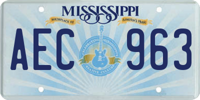 MS license plate AEC963